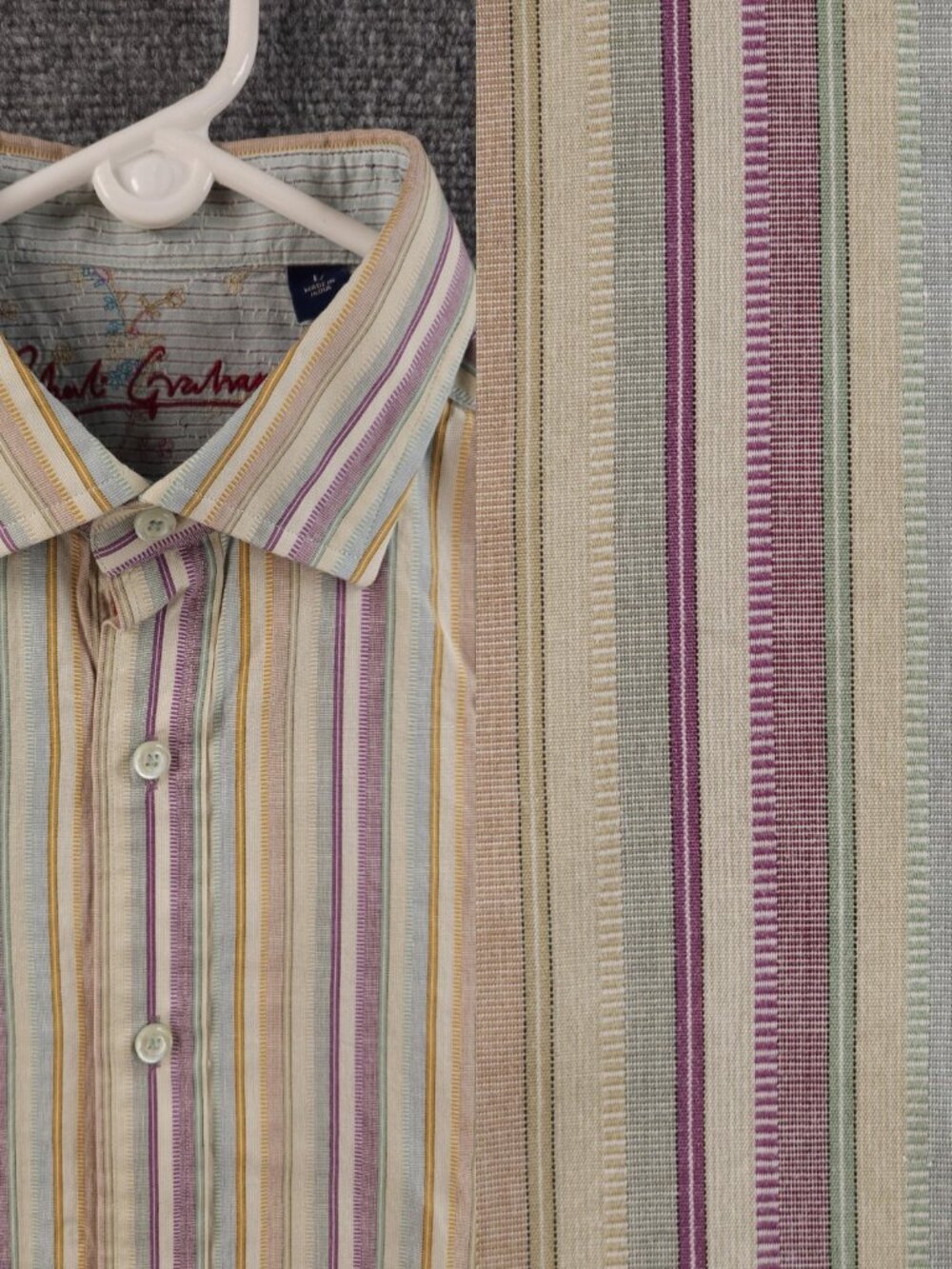 Robert Graham Multicolor Pastel Striped Large Long Sleeve Button Up Shirt Men